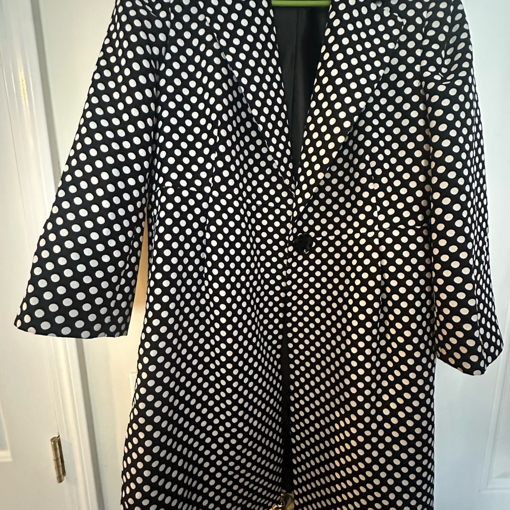 Kasper Chic Black and White Polka Dot Coat